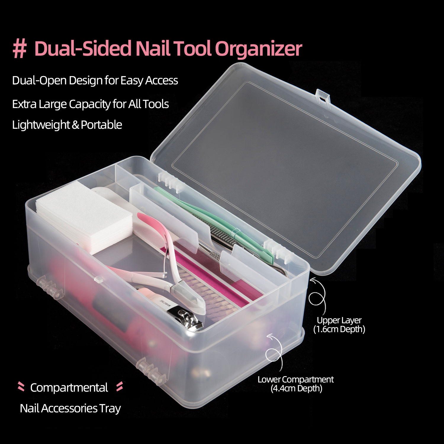 Nail Fan Brush - 듀얼 오픈 2단 대용량 PP 네일