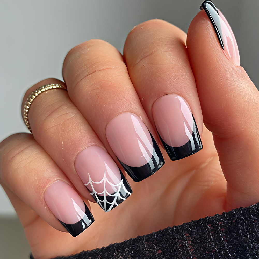 Nail Art Press On - 24개 할로윈 프레스온 네일 핑크 귀여운