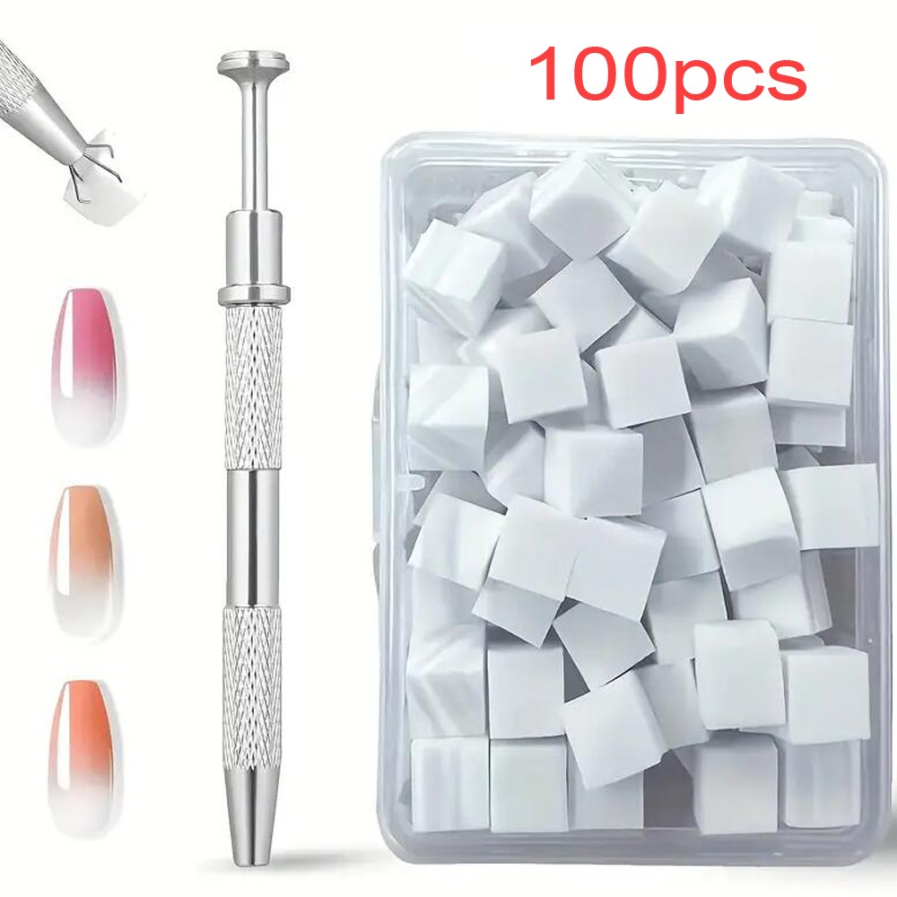 Nail Fan Brush - 50/100개입 화이트 미니 네일 스펀지 그랩핑