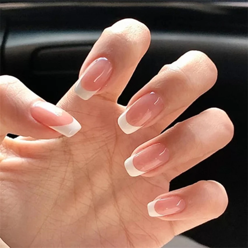 Nail Art Press On - 24 개/대 짧은 프랑스어 미니멀리스트 손톱