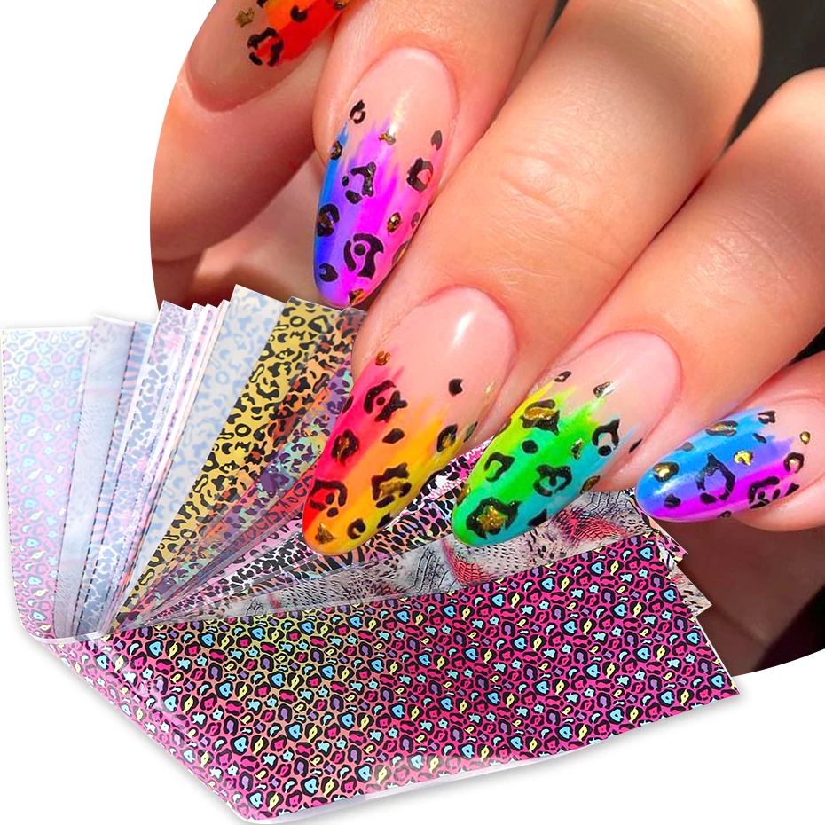 Nail Art Leopard - 10pcs 다채로운 표범 인쇄 네일 전송