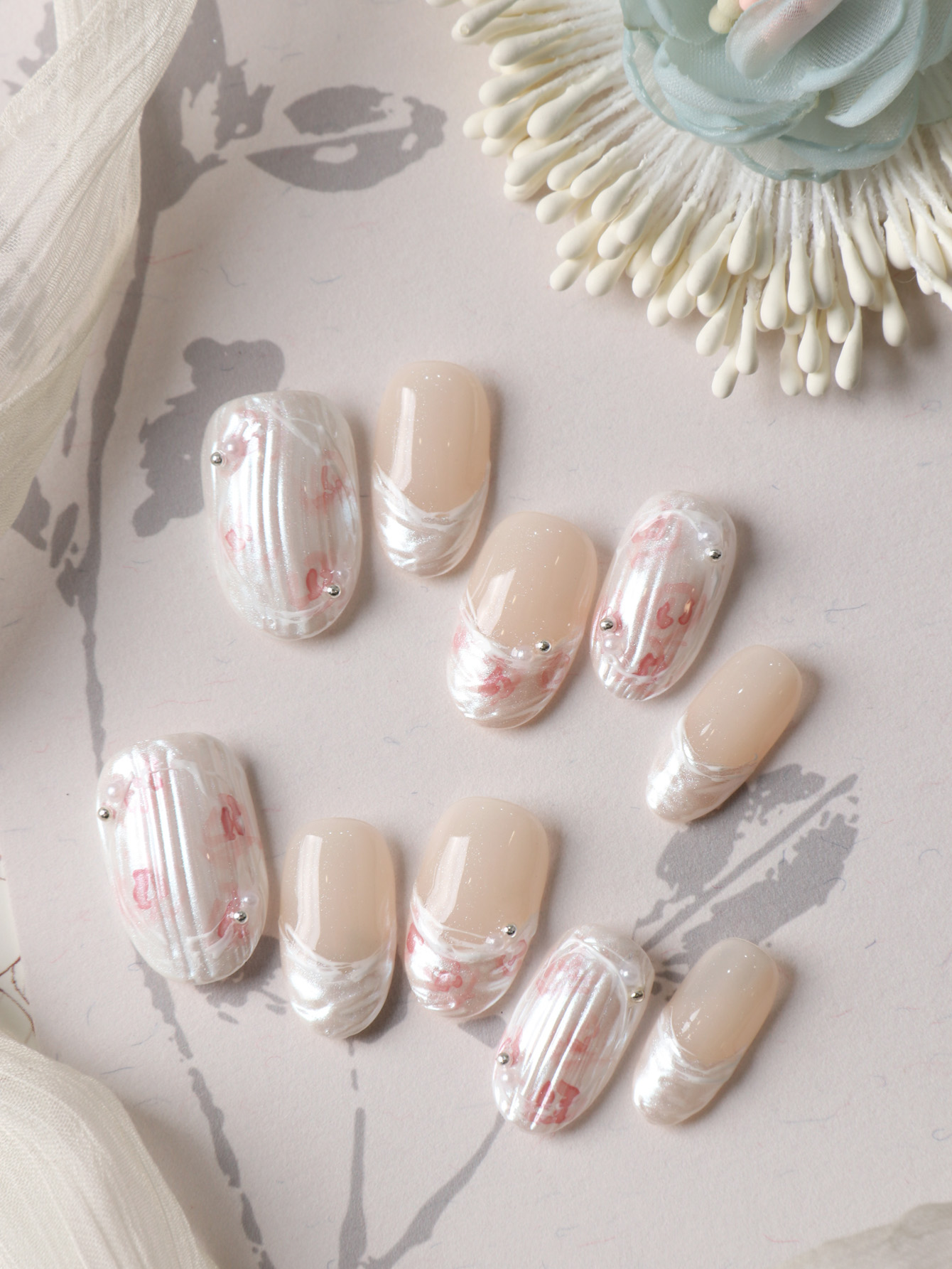 Nail Adhesive Tab - 10개입 프레스온 네일 짧은 화이트 프렌치