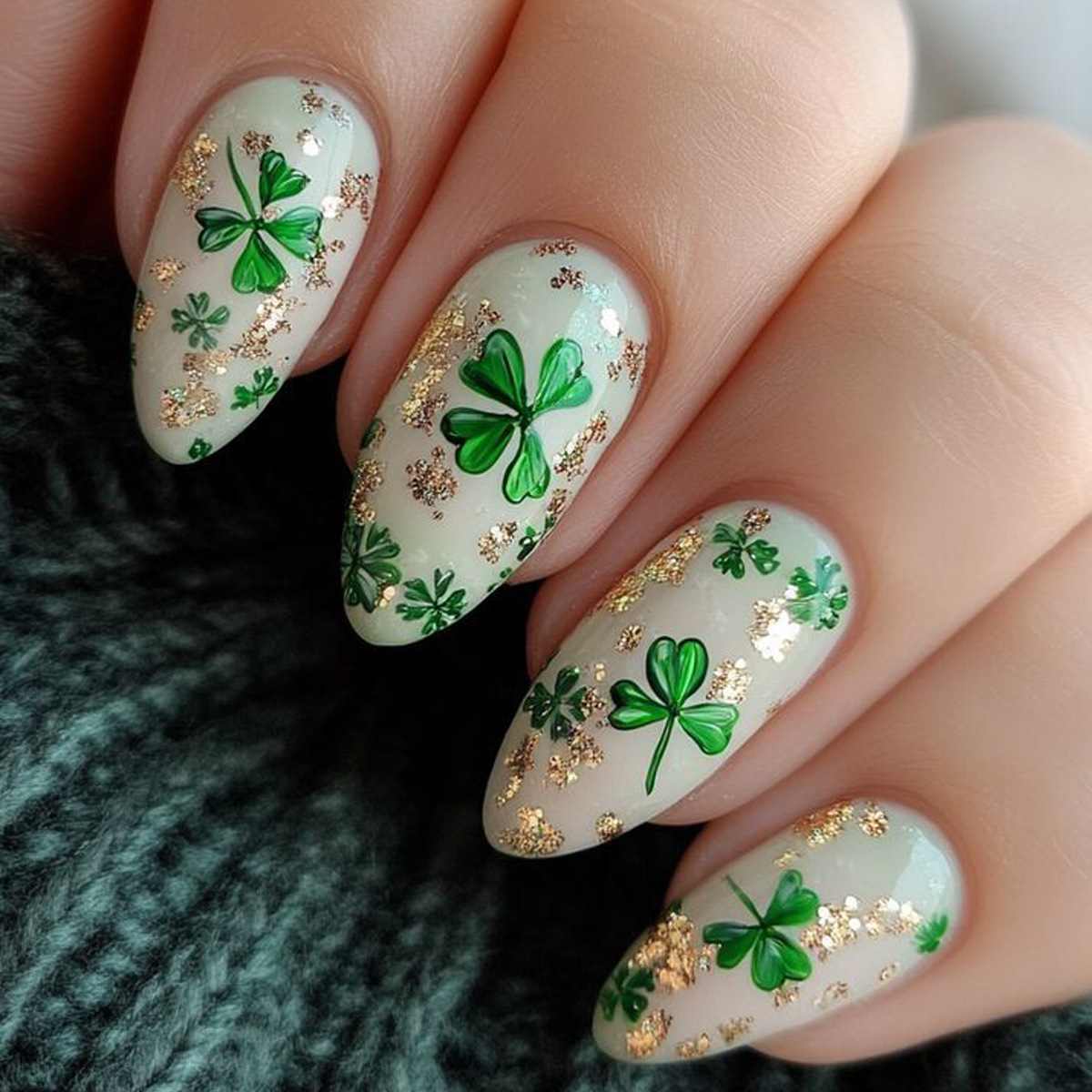 Nail Art Press On - 여성 및 소녀용 중간 길이의 녹색