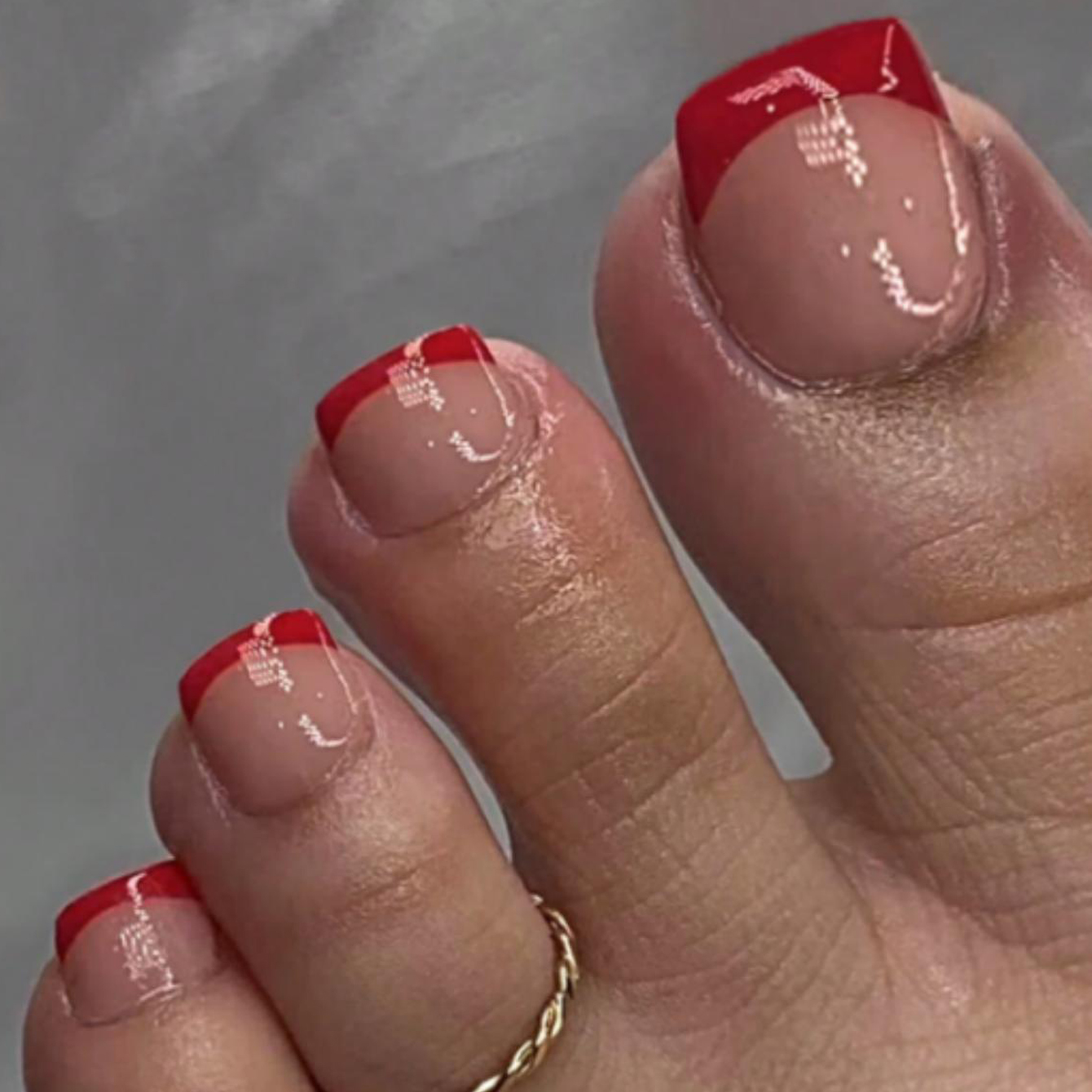 Nail Adhesive Tab - 24개의 레드 엣지 풀커버 인조 발톱