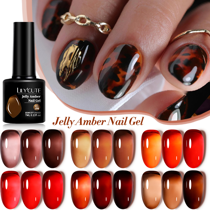 LILYCUTE 7ML 젤리 앰버 젤 매니큐어 네일 아 - Nail Art Leopard 리뷰 및 가격
