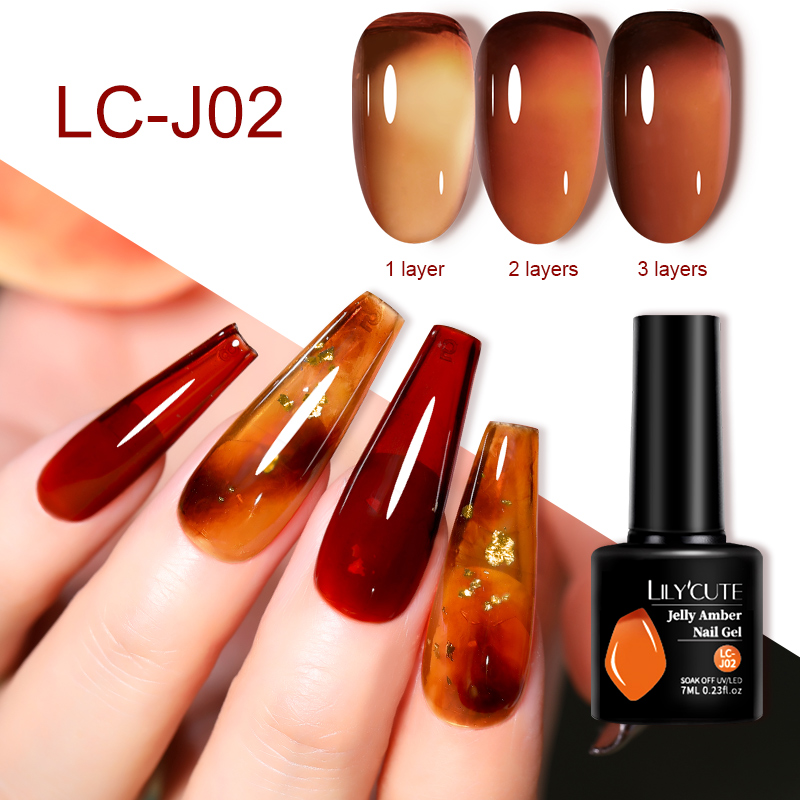LILYCUTE 7ML 젤리 앰버 젤 매니큐어 네일 아 - Nail Art Leopard 리뷰 및 가격