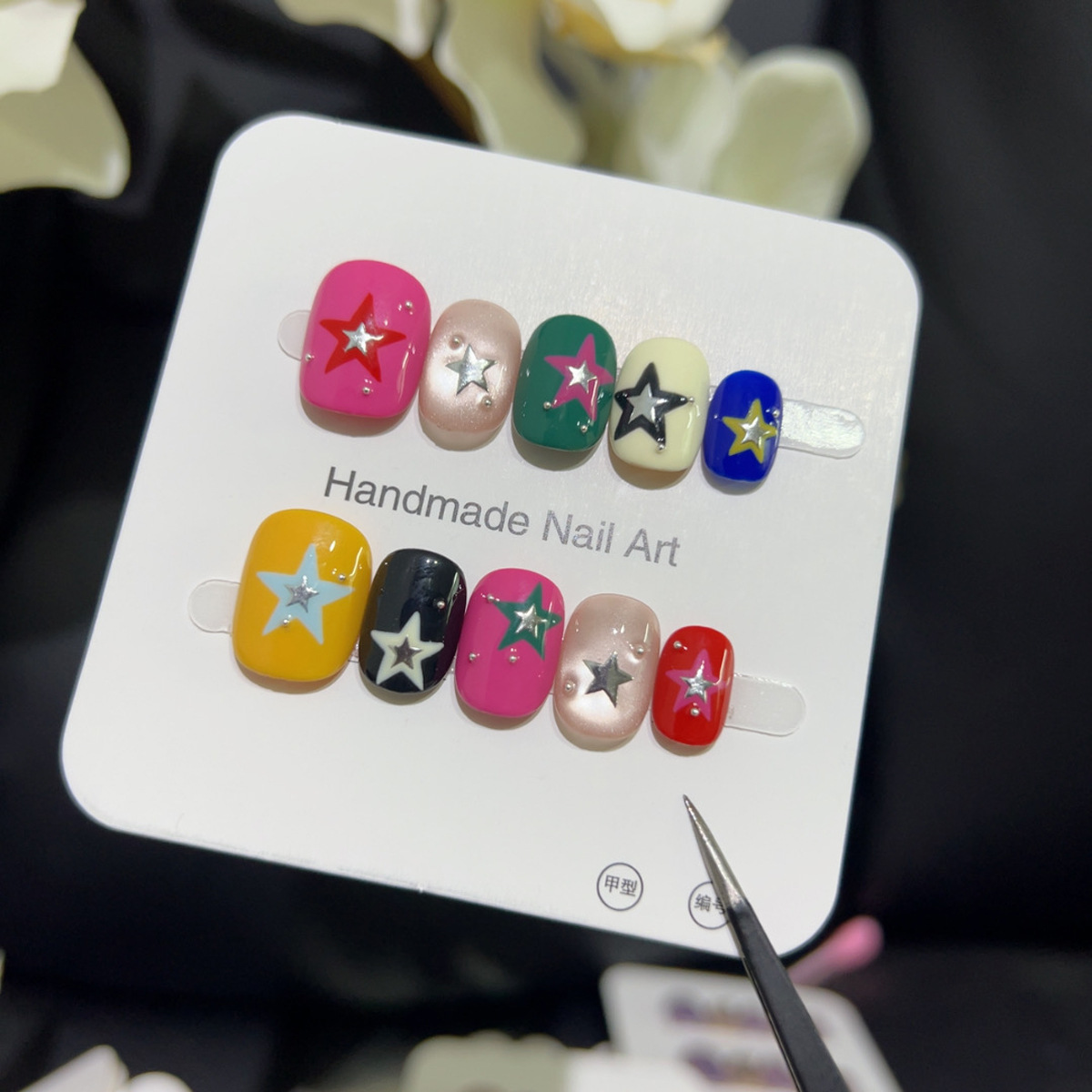 10개 반짝이 캣아이 숏 스퀘어 라운드 핸드메이드 귀여 - Nail Art Press On 리뷰 및 가격