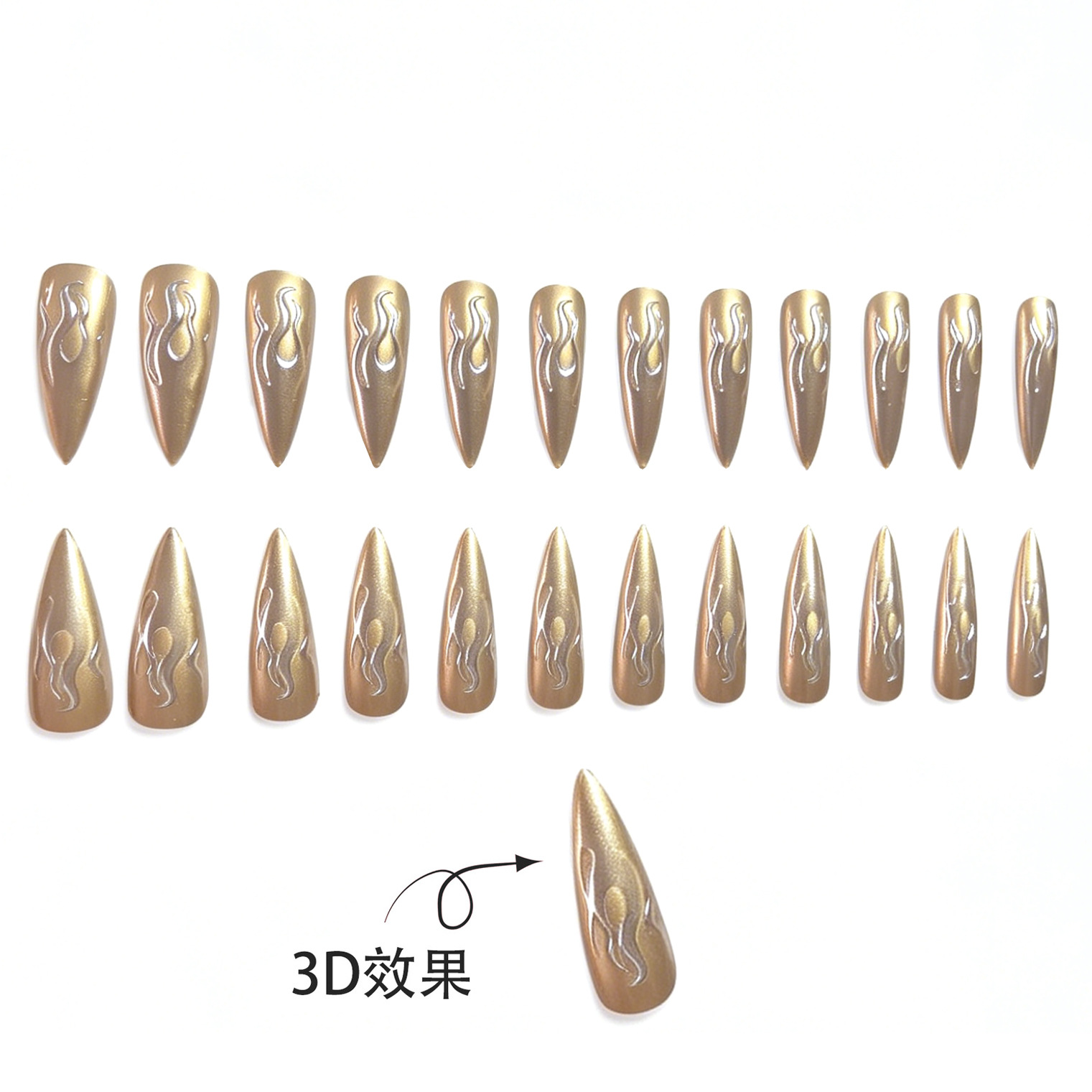 24개입 3D 크롬 실버 골드 불꽃 모양 스틸레토 프레 - Nail Glitter Chrome 리뷰 및 가격