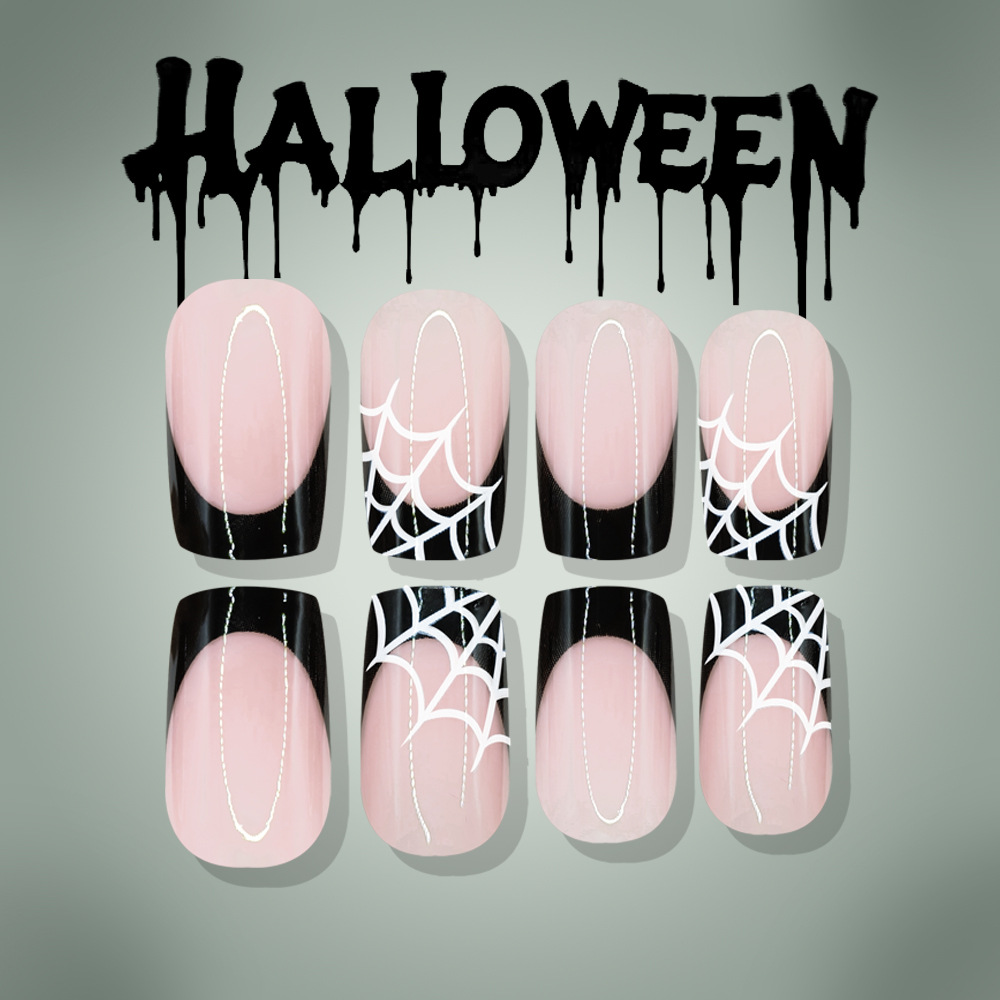 24개 할로윈 프레스온 네일 핑크 귀여운 유령 거미줄  - Nail Art Press On 리뷰 및 가격