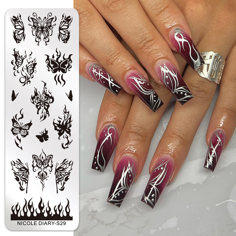 NICOLE 다이어리 나비 네일 아트 스탬핑 플레이트  - Nail Art Leopard 리뷰 및 가격