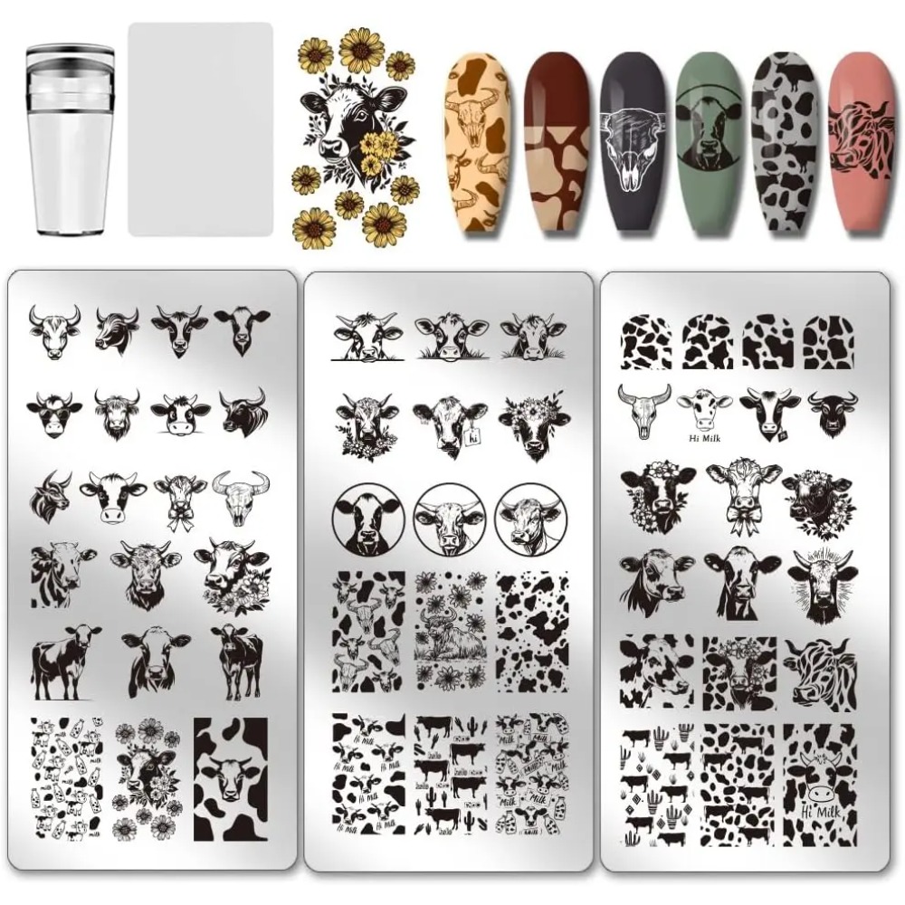 3개입 소 테마 네일 스탬핑 플레이트 56가지 패턴 소 - Nail Art Leopard 리뷰 및 가격