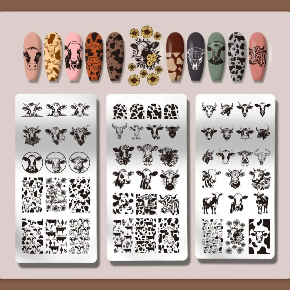 3개입 소 테마 네일 스탬핑 플레이트 56가지 패턴 소 - Nail Art Leopard 리뷰 및 가격