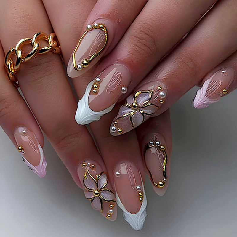 24개 레오파드 프린트 프렌치 아몬드 모양 가짜 손톱, - Nail Art Leopard 리뷰 및 가격