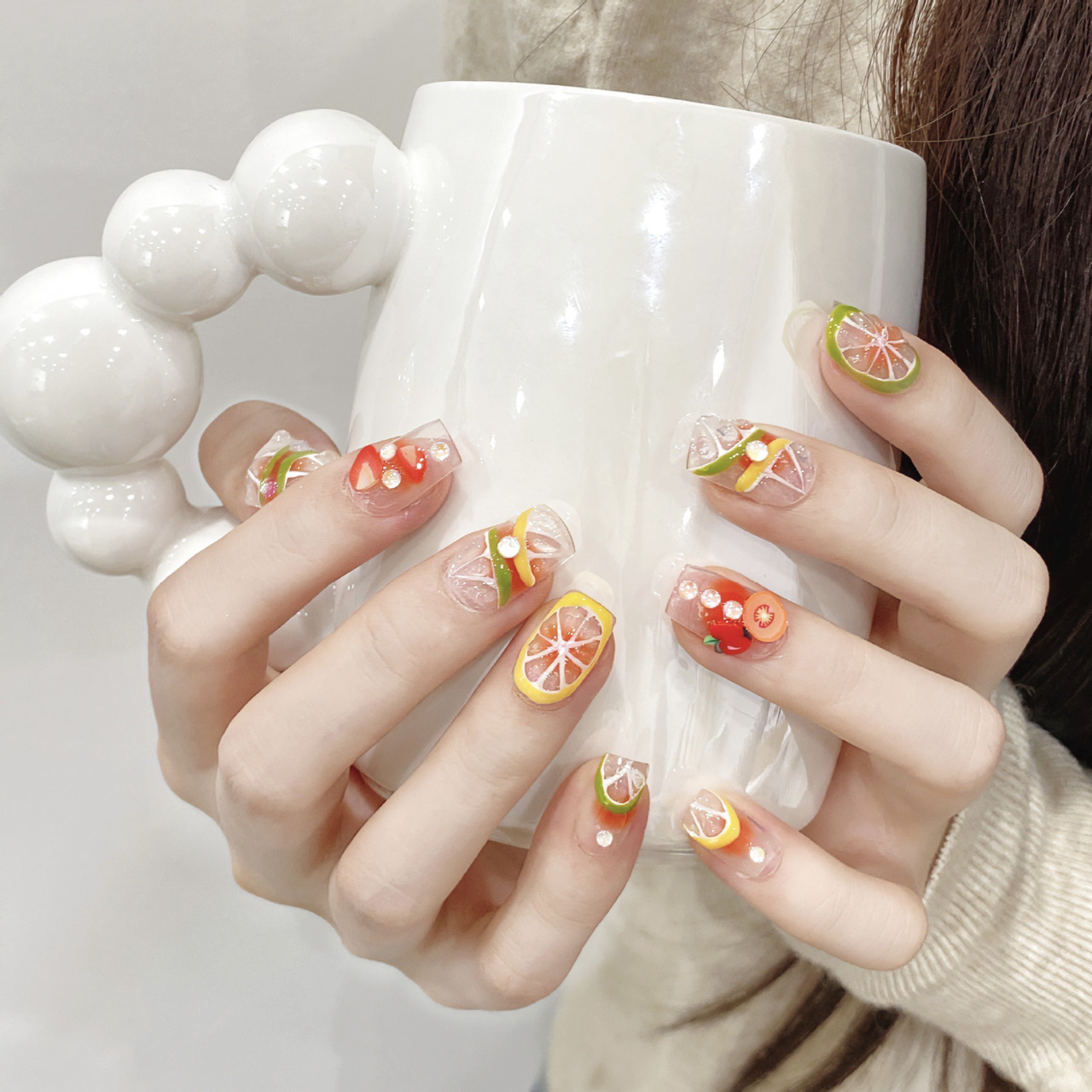 10개 고급 수제 프레스온 네일 미들 발레 레몬 블러쉬 - Nail Adhesive Tab 리뷰 및 가격