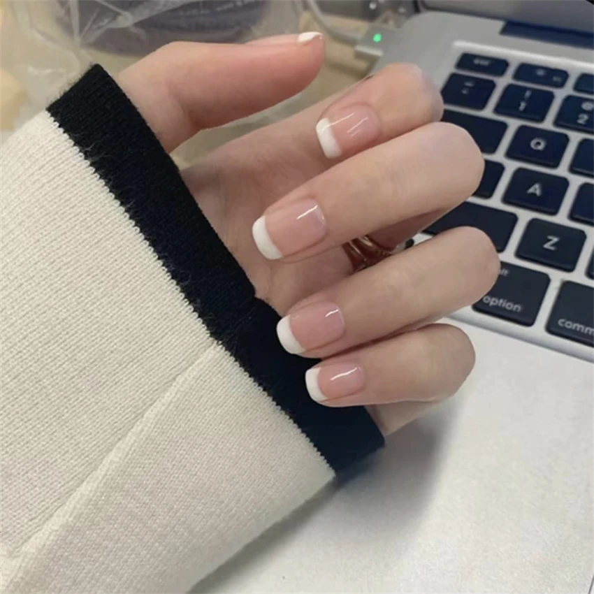 24 개/대 짧은 프랑스어 미니멀리스트 손톱 가짜 누드 - Nail Art Press On 리뷰 및 가격