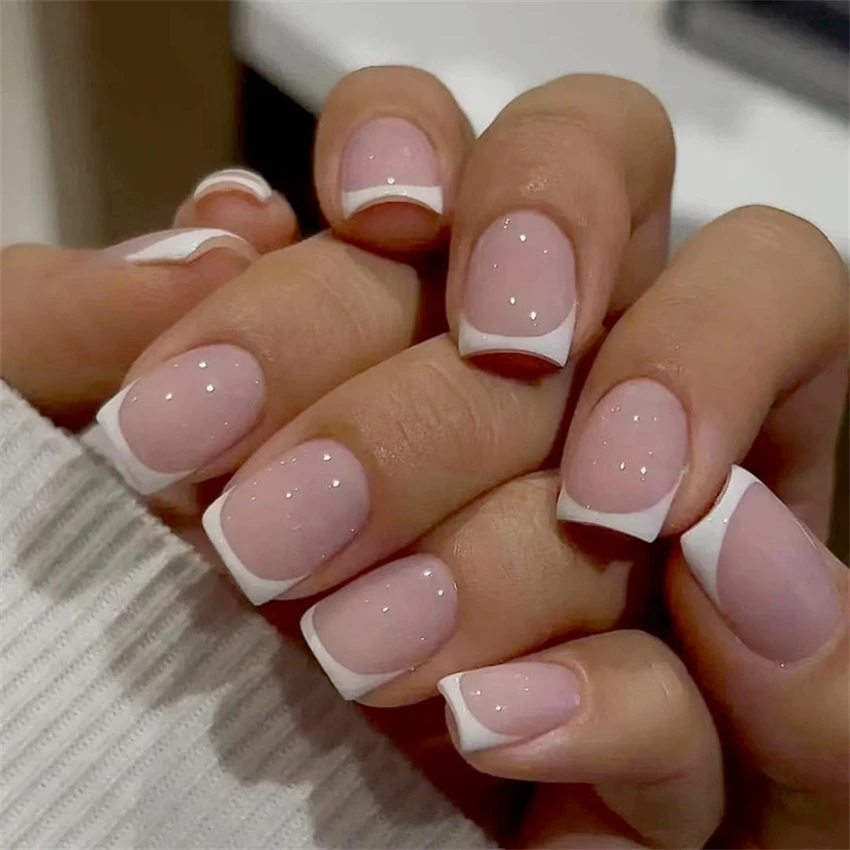 24 개/대 짧은 프랑스어 미니멀리스트 손톱 가짜 누드 - Nail Art Press On 리뷰 및 가격