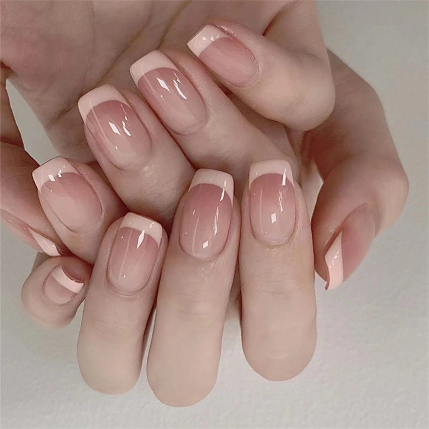 24 개/대 짧은 프랑스어 미니멀리스트 손톱 가짜 누드 - Nail Art Press On 리뷰 및 가격