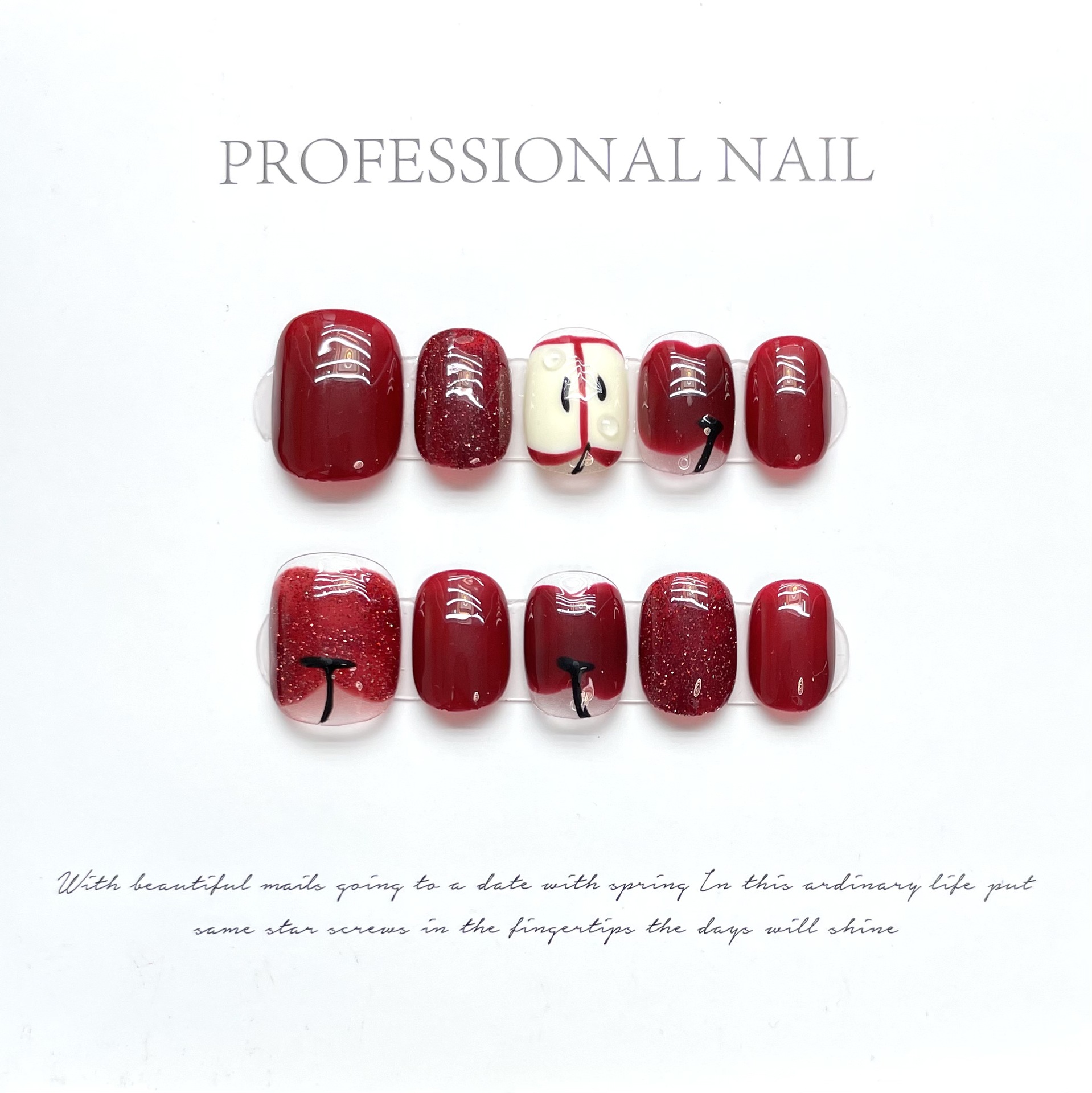 10개입 럭셔리 핸드메이드 프레스온 네일, 짧은 원형  - Nail Art Press On 리뷰 및 가격