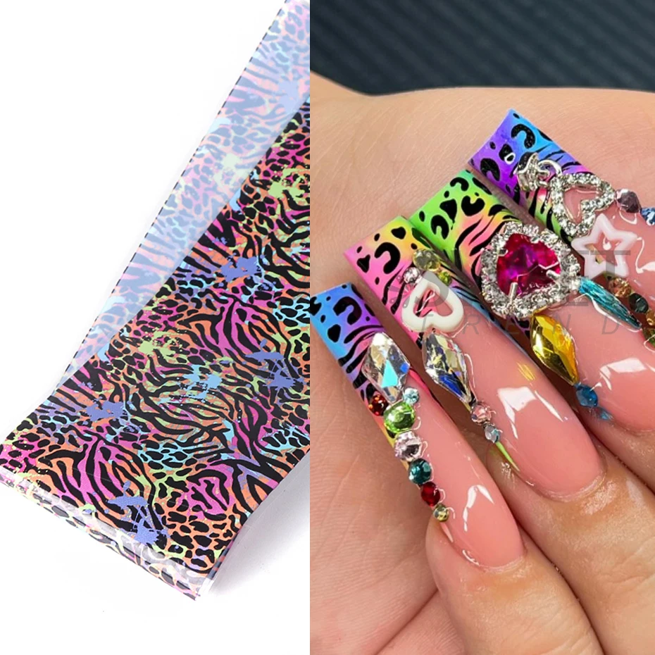 10pcs 다채로운 표범 인쇄 네일 전송 호일 호랑이  - Nail Art Leopard 리뷰 및 가격