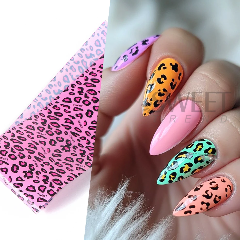 10pcs 다채로운 표범 인쇄 네일 전송 호일 호랑이  - Nail Art Leopard 리뷰 및 가격