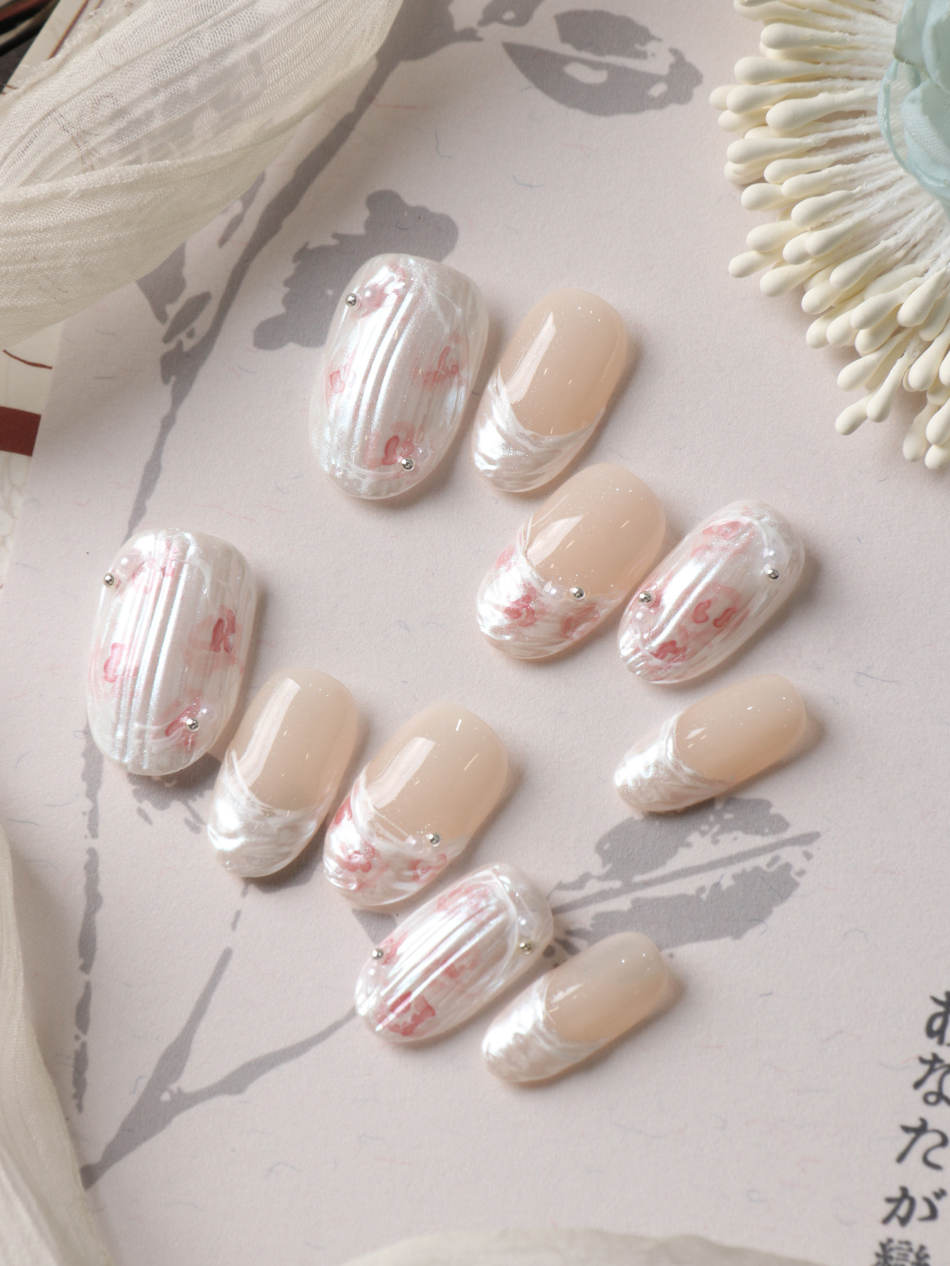 10개입 프레스온 네일 짧은 화이트 프렌치 핑크 로즈  - Nail Adhesive Tab 리뷰 및 가격