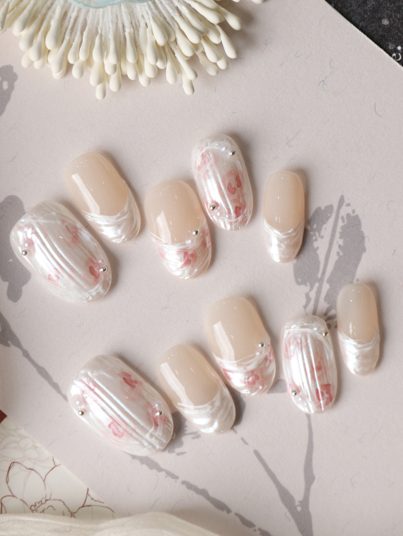 10개입 프레스온 네일 짧은 화이트 프렌치 핑크 로즈  - Nail Adhesive Tab 리뷰 및 가격