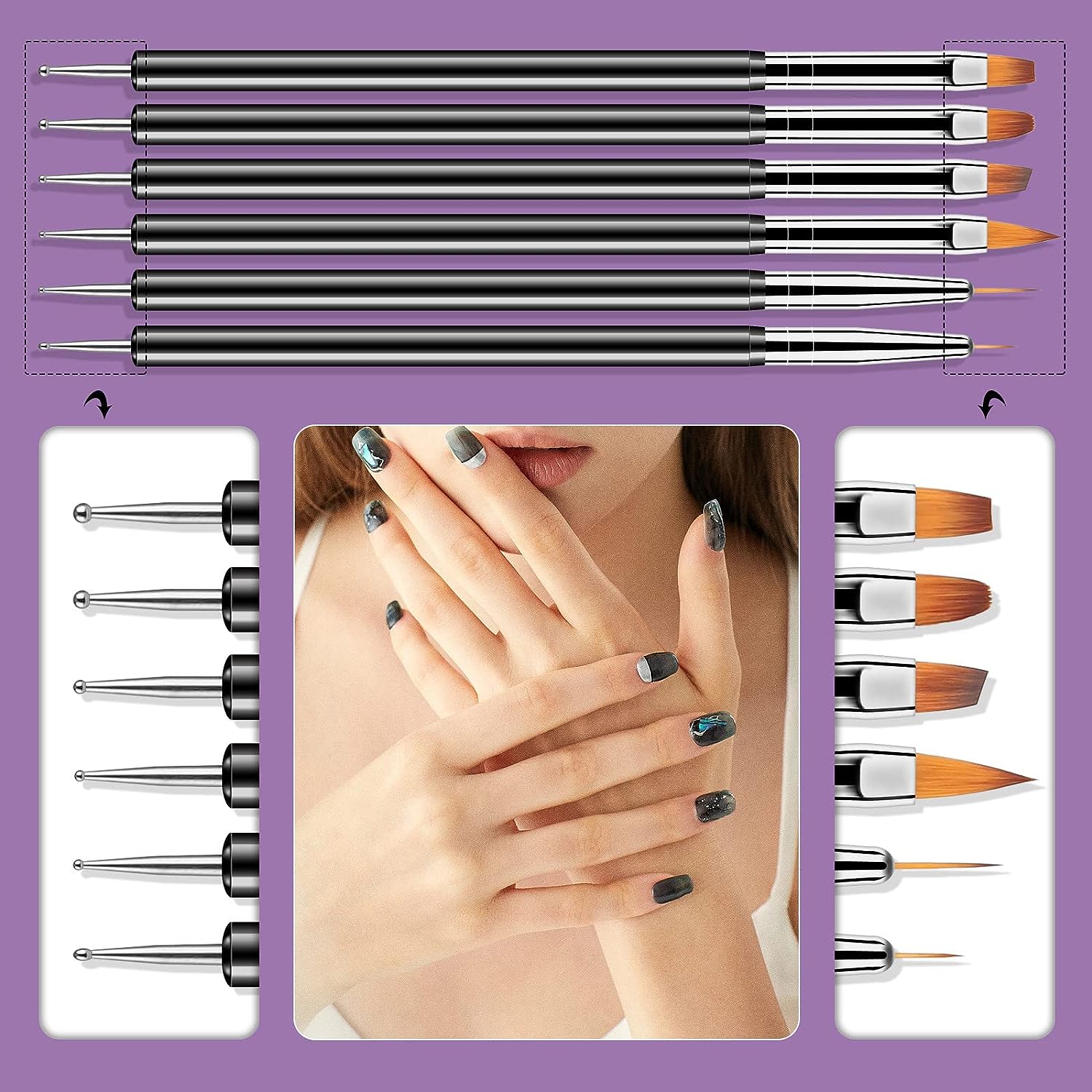 6/31Pcs 네일 아트 브러쉬 디자인 팁 그림 그리기 - Nail Fan Brush 리뷰 및 가격