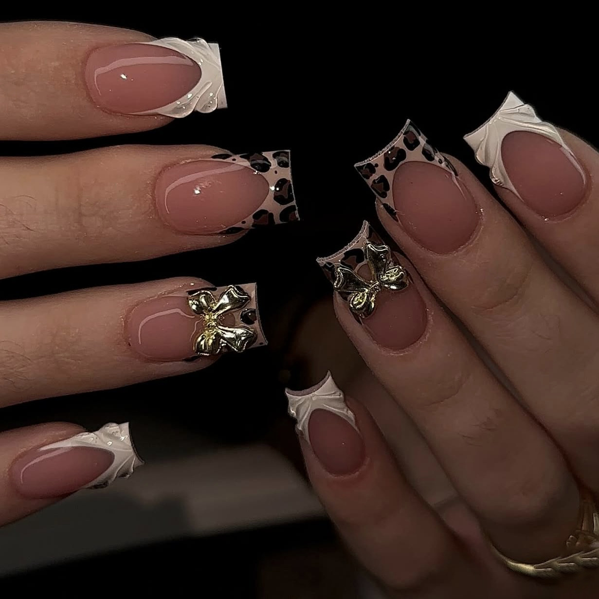 여성용 짧은 사각형 가짜 손톱, 갈색 레오파드 프린트와 - Nail Art Leopard 리뷰 및 가격