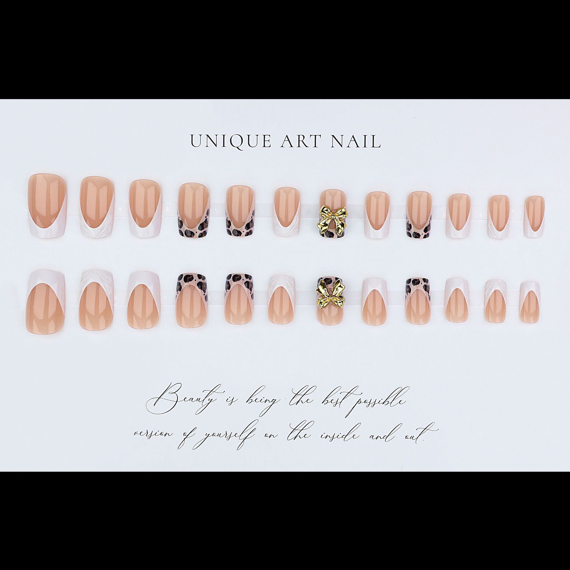 여성용 짧은 사각형 가짜 손톱, 갈색 레오파드 프린트와 - Nail Art Leopard 리뷰 및 가격