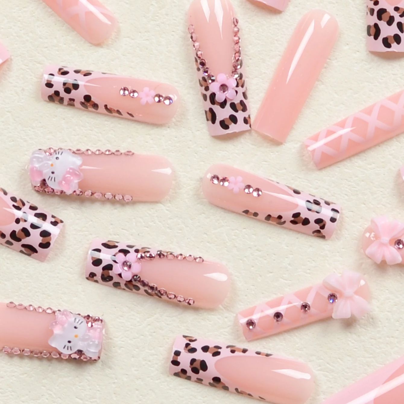 24개입 롱 발레 모양 네일 핑크 레오파드 프렌치 네일 - Nail Art Leopard 리뷰 및 가격