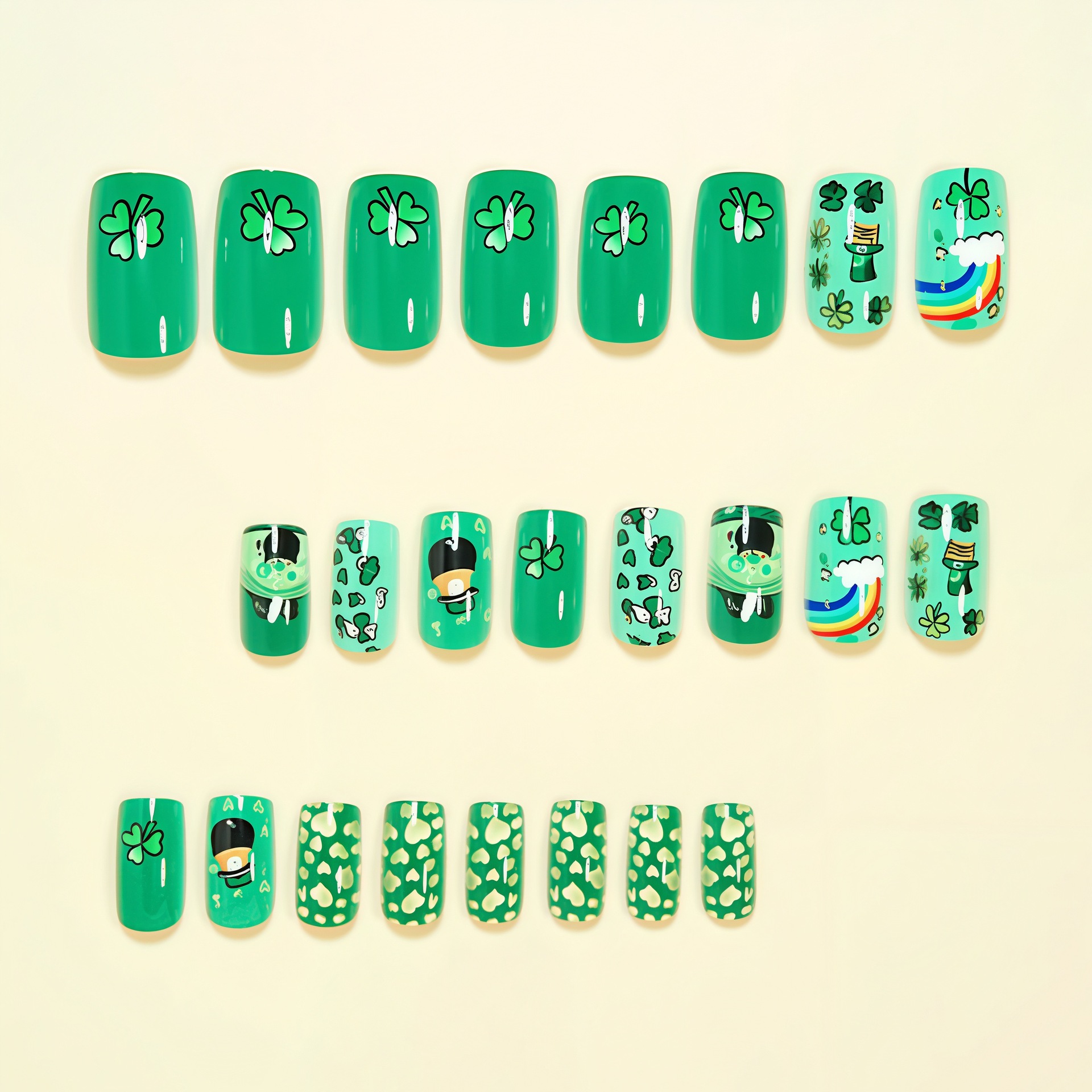 여성 및 소녀용 중간 길이의 녹색 꽃무늬 귀여운 모자  - Nail Art Press On 리뷰 및 가격