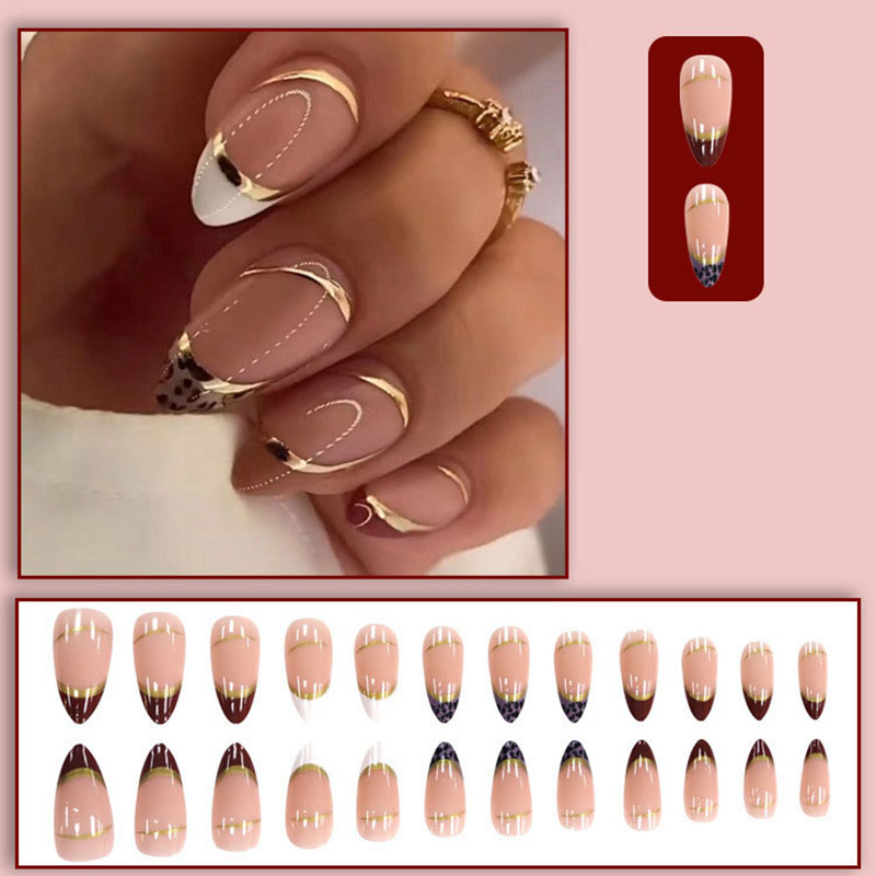 여성용 중간 사이즈 가짜 손톱, 누드 아몬드 네일 아트 - Nail Art Leopard 리뷰 및 가격