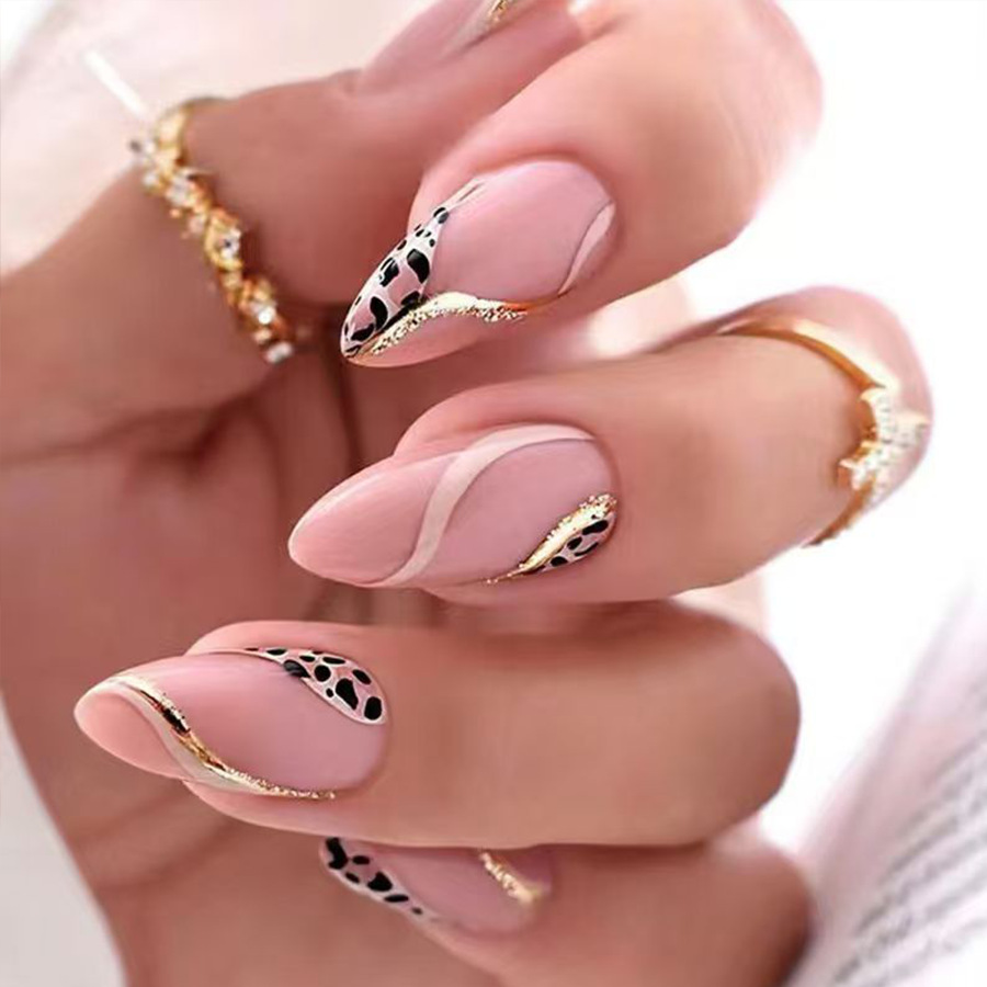 여성용 중간 사이즈 가짜 손톱, 누드 아몬드 네일 아트 - Nail Art Leopard 리뷰 및 가격