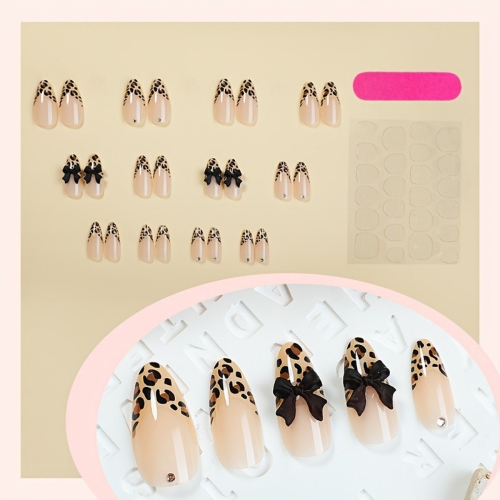 24개 프렌치 아몬드 프레스온 네일 레오파드 프린트 인 - Nail Art Leopard 리뷰 및 가격