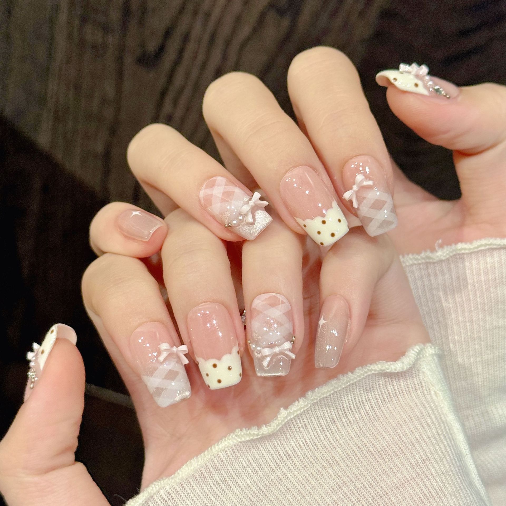 10개입 럭셔리 핸드메이드 프레스온 네일, 짧은 사각형 - Nail Adhesive Tab 리뷰 및 가격